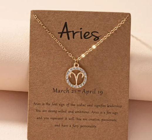 Zodiac Pendant Necklace – 12 Constellations with Gift Card